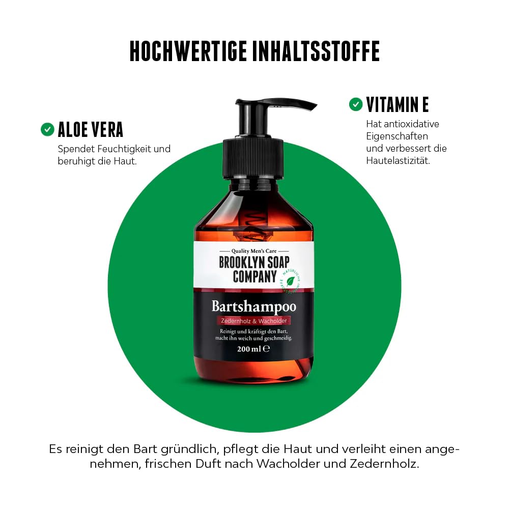 Bartshampoo (200ml) · BROOKLYN SOAP COMPANY · Bartseife reinigt und pflegt den Bart ✓ · reduziert Schuppen ✓