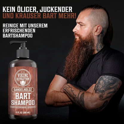 Viking Revolution Bartshampoo & Conditioner Set Männer Bartpflege Sandelholz weich glatt stark 2x500ml