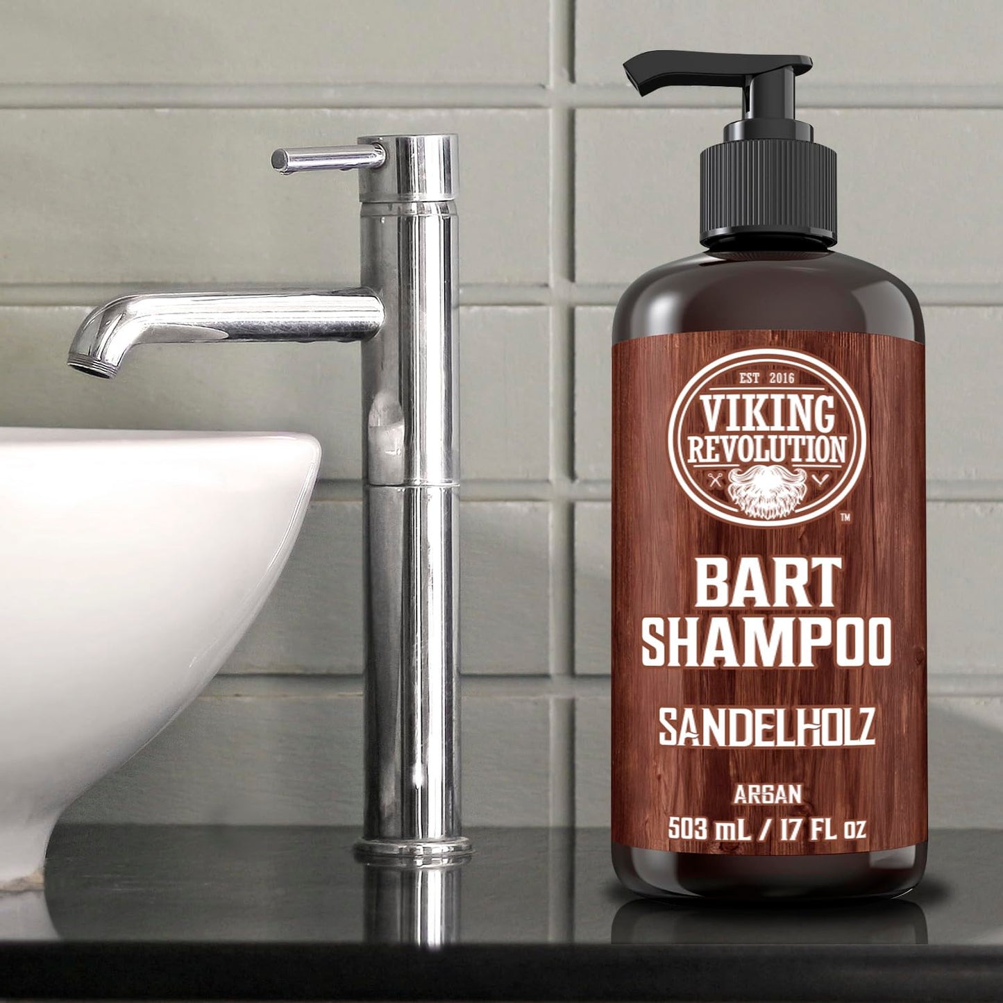 Viking Revolution - BartShampoo - Bartshampoo Für Männer Mit Arganöl & Jojobaöl - Weichmachend & Stärkend - Sandelholzduft - 500 ml