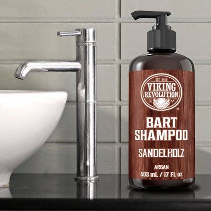Viking Revolution - BartShampoo - Bartshampoo Für Männer Mit Arganöl & Jojobaöl - Weichmachend & Stärkend - Sandelholzduft - 500 ml