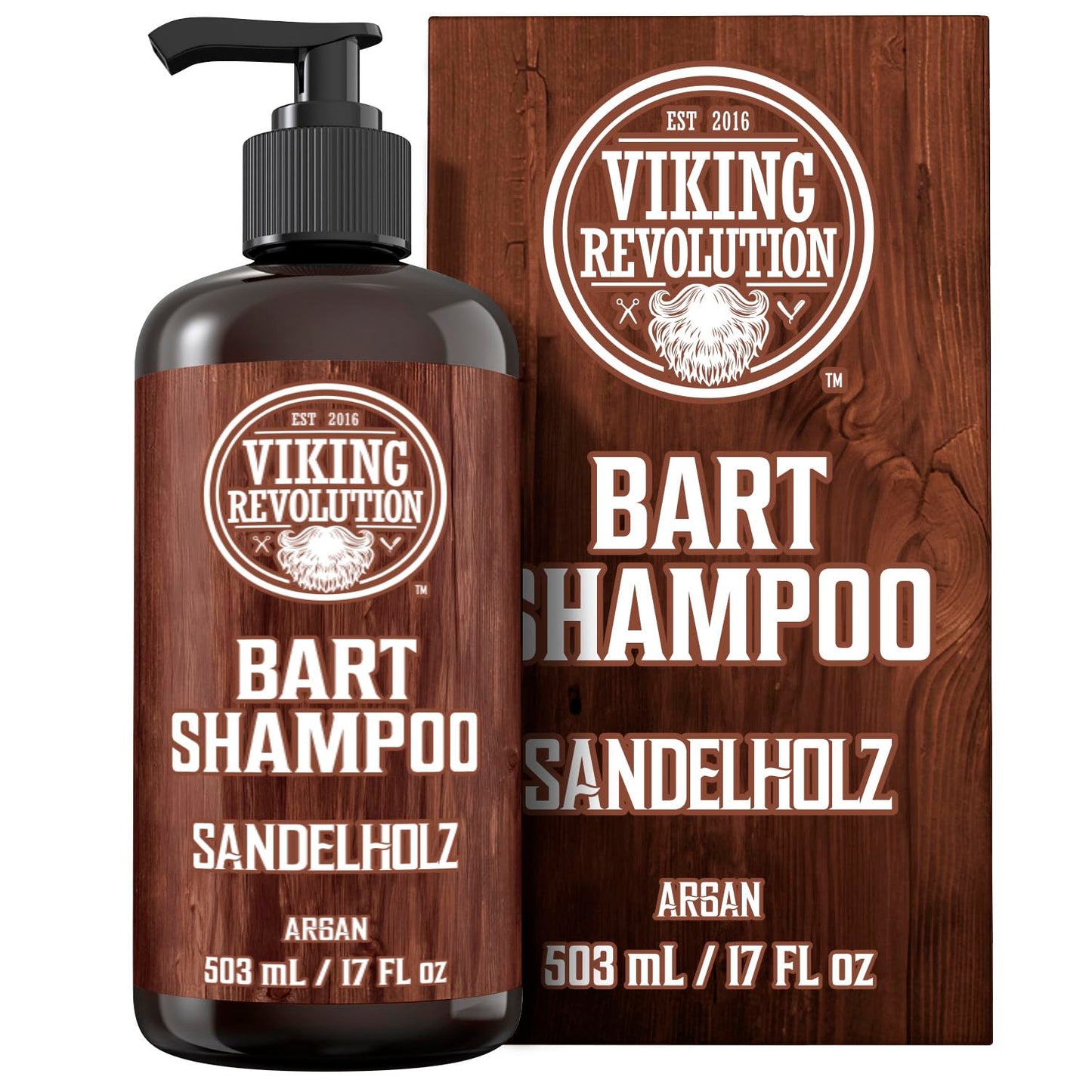Viking Revolution - BartShampoo - Bartshampoo Für Männer Mit Arganöl & Jojobaöl - Weichmachend & Stärkend - Sandelholzduft - 500 ml