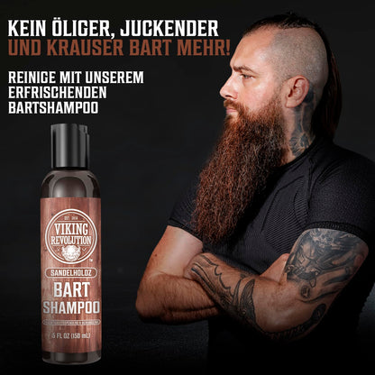 Viking Revolution Bartshampoo & Conditioner Set Männer Bartpflege Sandelholz weich glatt stark 2x150ml