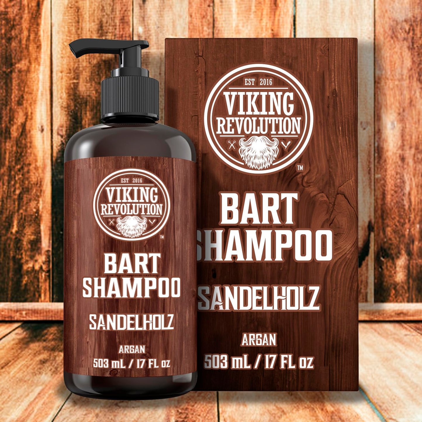 Viking Revolution - BartShampoo - Bartshampoo Für Männer Mit Arganöl & Jojobaöl - Weichmachend & Stärkend - Sandelholzduft - 500 ml