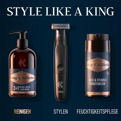 King C. Gillette 3-in-1 Waschgel Männer Bart Gesicht Haare Reinigung Frische Duft 350ml