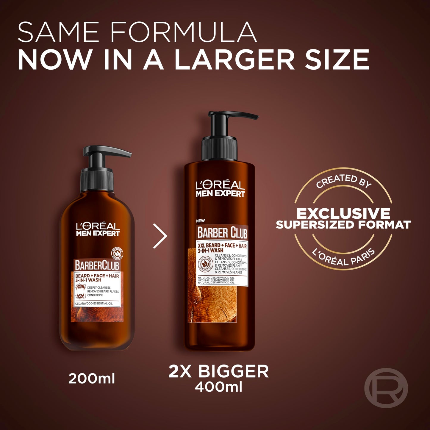 L'Oréal Men Expert XXL Bartshampoo 3-in-1 Männer Bart Gesicht Haare Anti-Schuppen Zedernholzöl 400ml