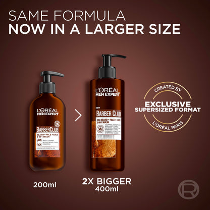 L'Oréal Men Expert XXL Bartshampoo 3-in-1 Männer Bart Gesicht Haare Anti-Schuppen Zedernholzöl 400ml