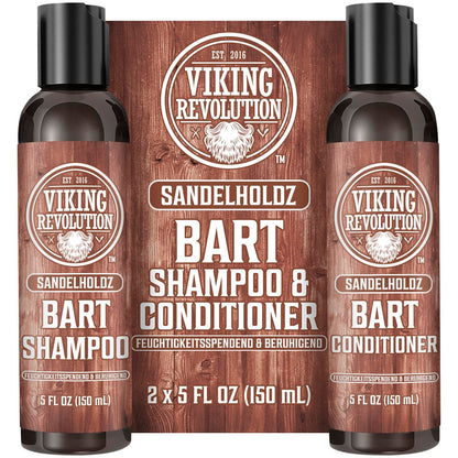 Viking Revolution Bartshampoo & Conditioner Set Männer Bartpflege Sandelholz weich glatt stark 2x150ml