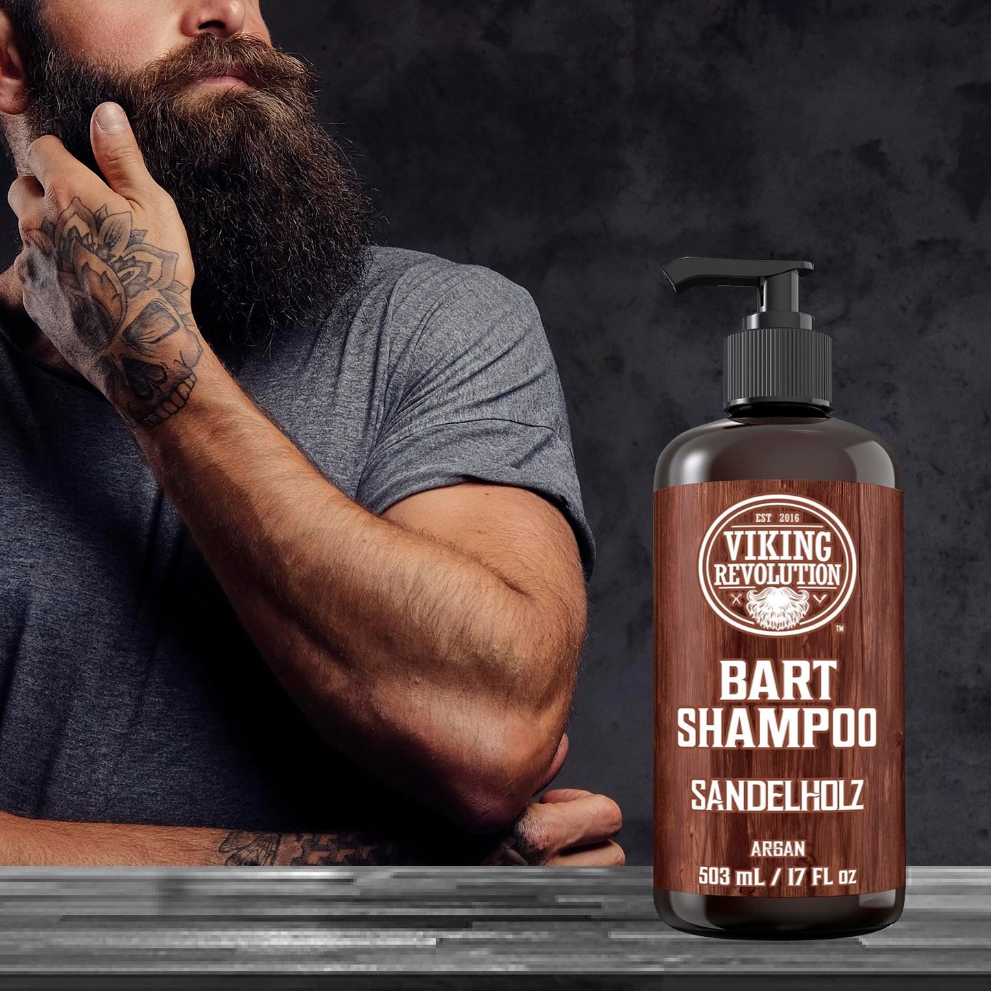 Viking Revolution - BartShampoo - Bartshampoo Für Männer Mit Arganöl & Jojobaöl - Weichmachend & Stärkend - Sandelholzduft - 500 ml